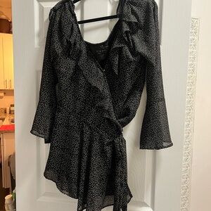 Polka Dot Wrap Blouse